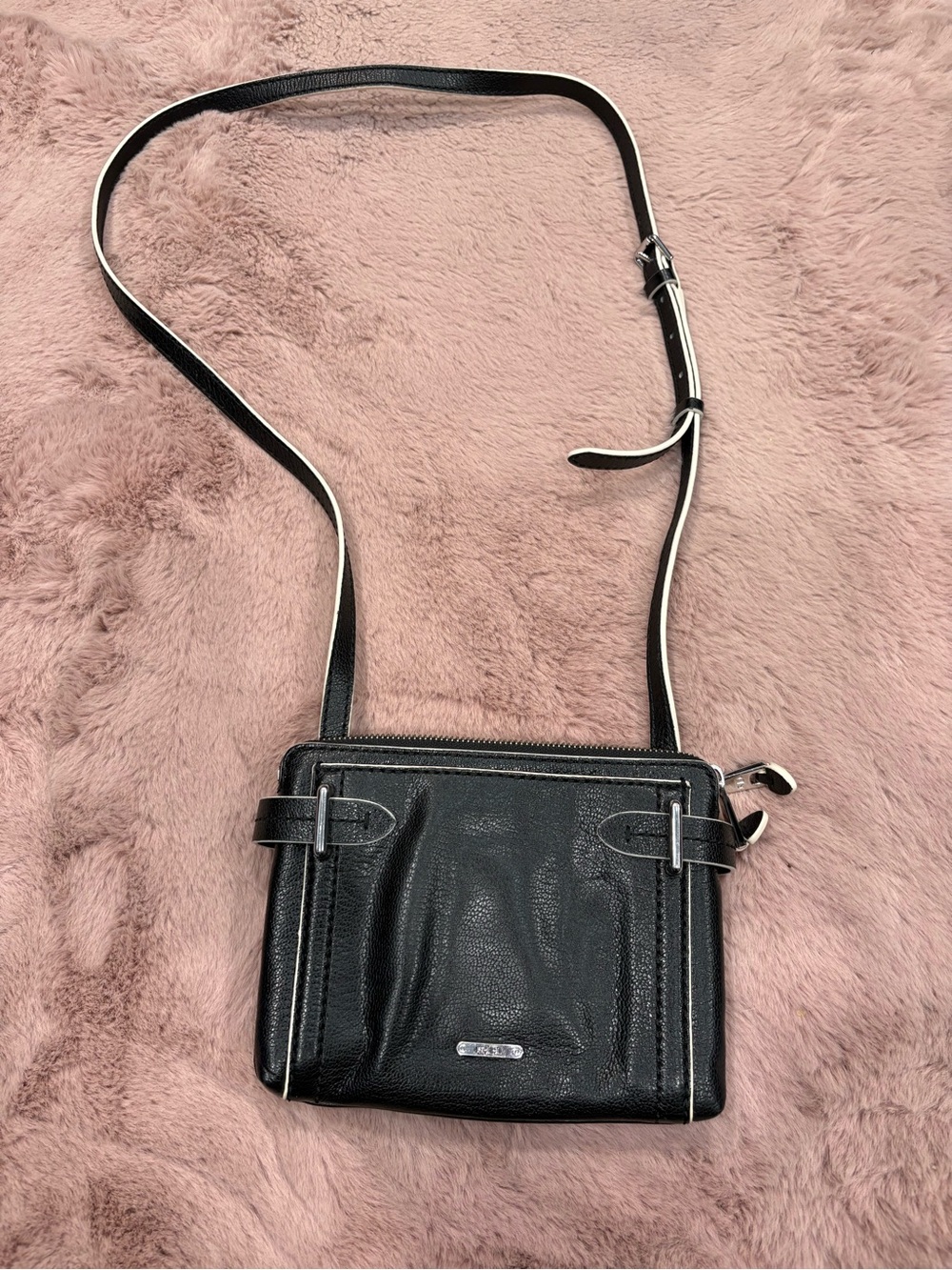 Ralph Lauren Black Crossbody Bag with White Trim - Classic Women's Shoulder Bag